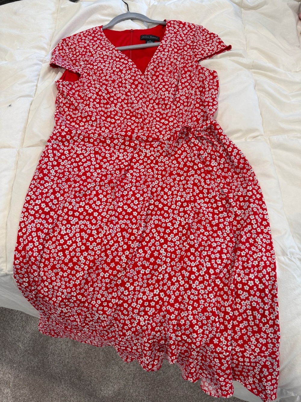 Jessica Howard Red Floral Wrap-Style Dress